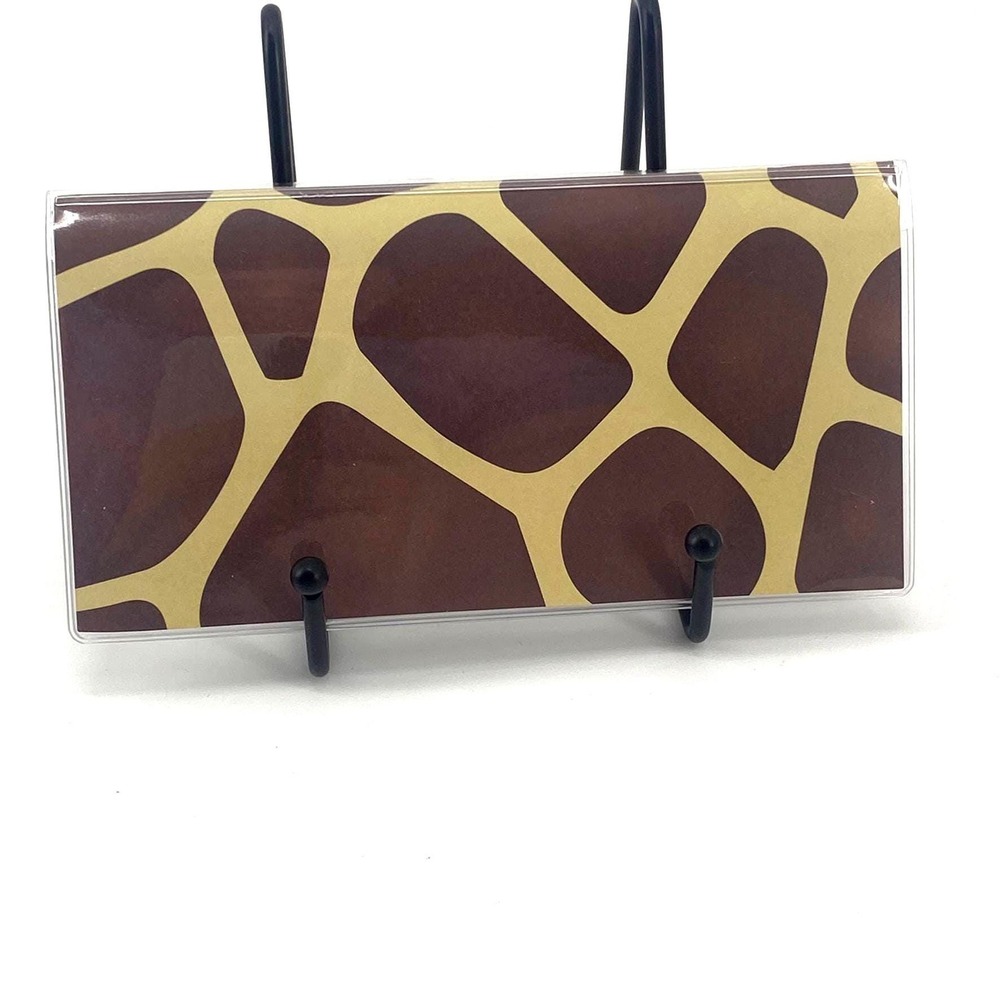 New Checkbook Cover Wallet Vinyl Check Register Protector - Giraffe Print